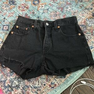 Black 501 Levi Jean shorts